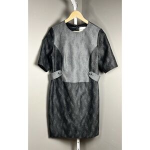 VTG Donald Deal Short Sleeve Dress in Grey & Black Textured Classic SZ XL Sheath